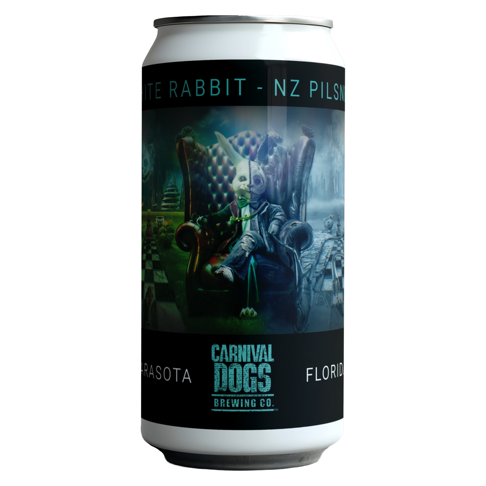 White Rabbit New Zealand Pilsner can mockup
